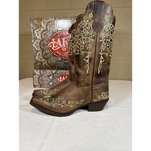LAREDO Western Boots Women’s 9.5 M JASMINE EMBROIDERED Flower Taupe/Bone COWBOY